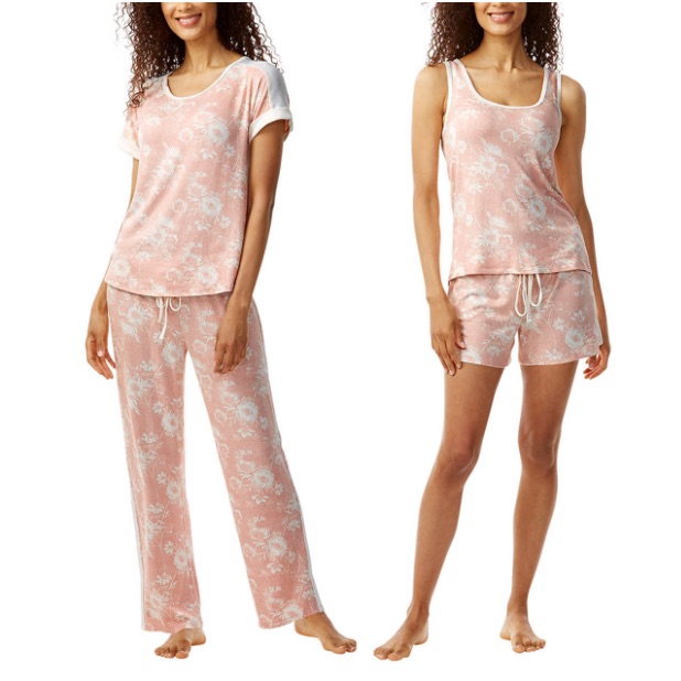 Lucky Brand 4pc Women Pajama Sleep Set Pink Floral